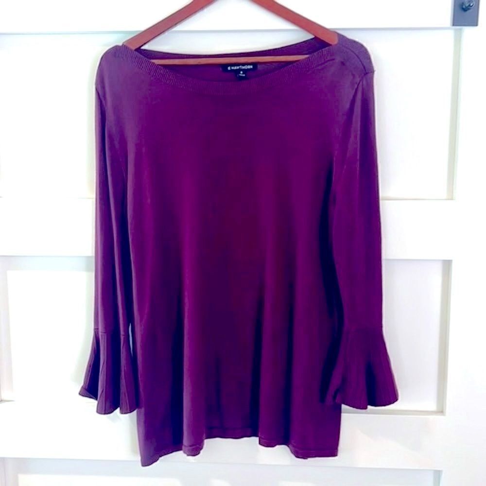41 Hawthorn Purple 3/4 sleeve with ruffle sleeves